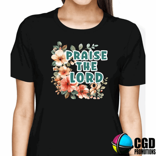 Praise The Lord Floral Print Adult Printed Shirt (Faith Based)