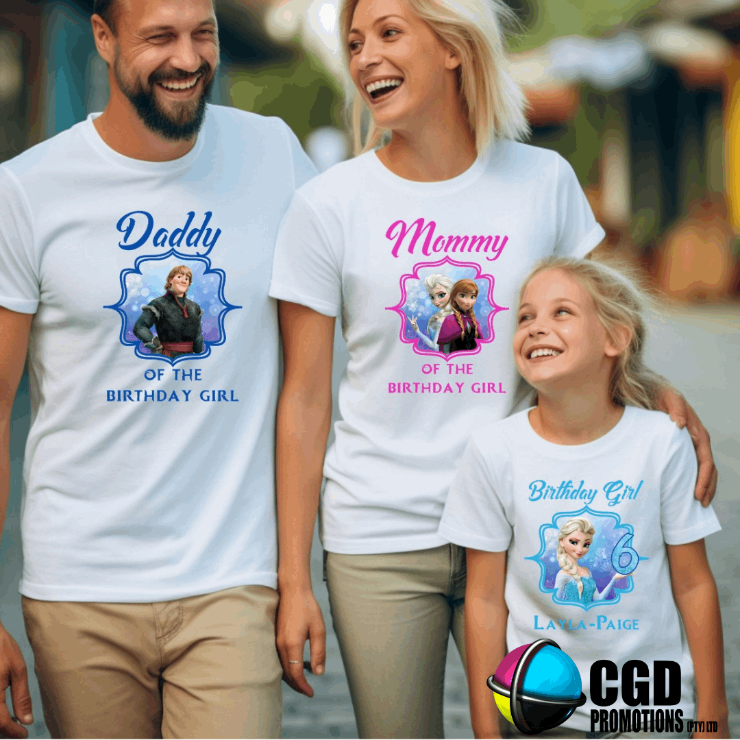 Frozen Birthday Shirts for the Birthday Girl – Any Age ❄️💙
Princess Elsa Shirt Daddy and Mommy shirts