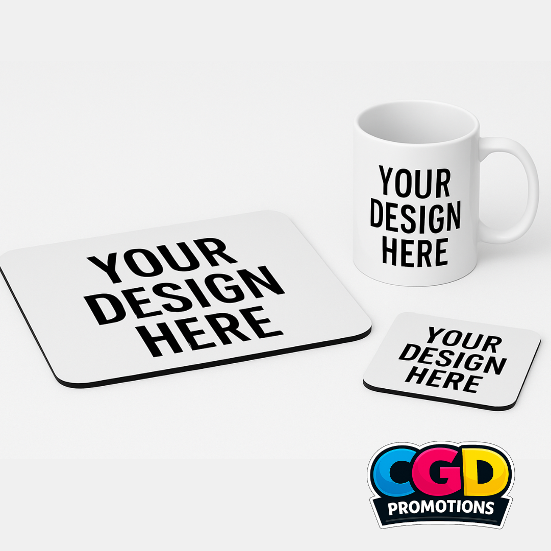 Custom Designed Mug, Mousepad & Coaster Set – Personalised Gift Set SA | CGD Promotions