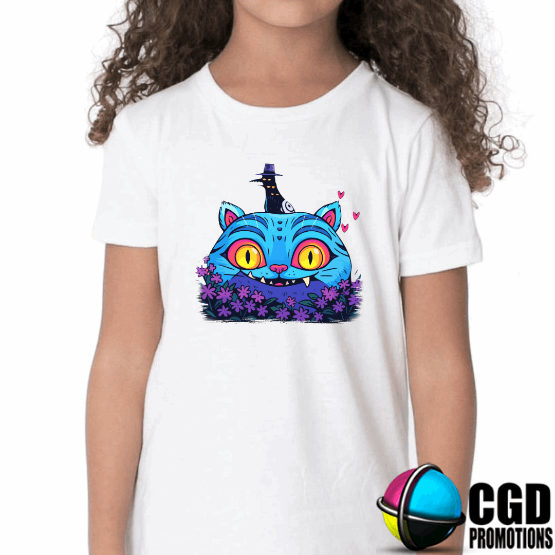 "K-pop Demon Hunter inspired shirt front design" cute blue tiger and bird