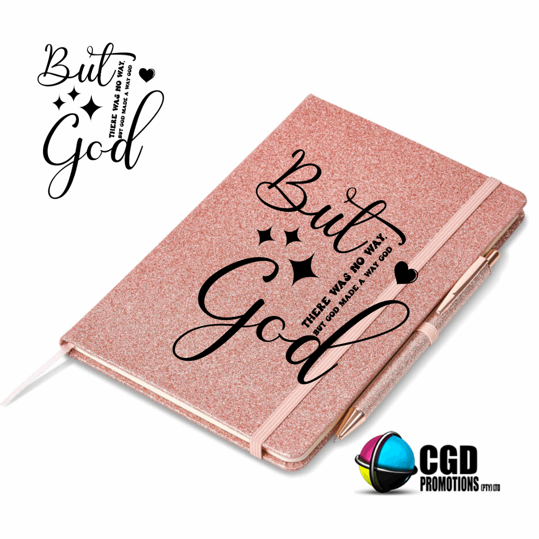 But God There was no way but God Made a Way Rose Gold A5 Hard Cover Notebook with pen ((Faith Based))