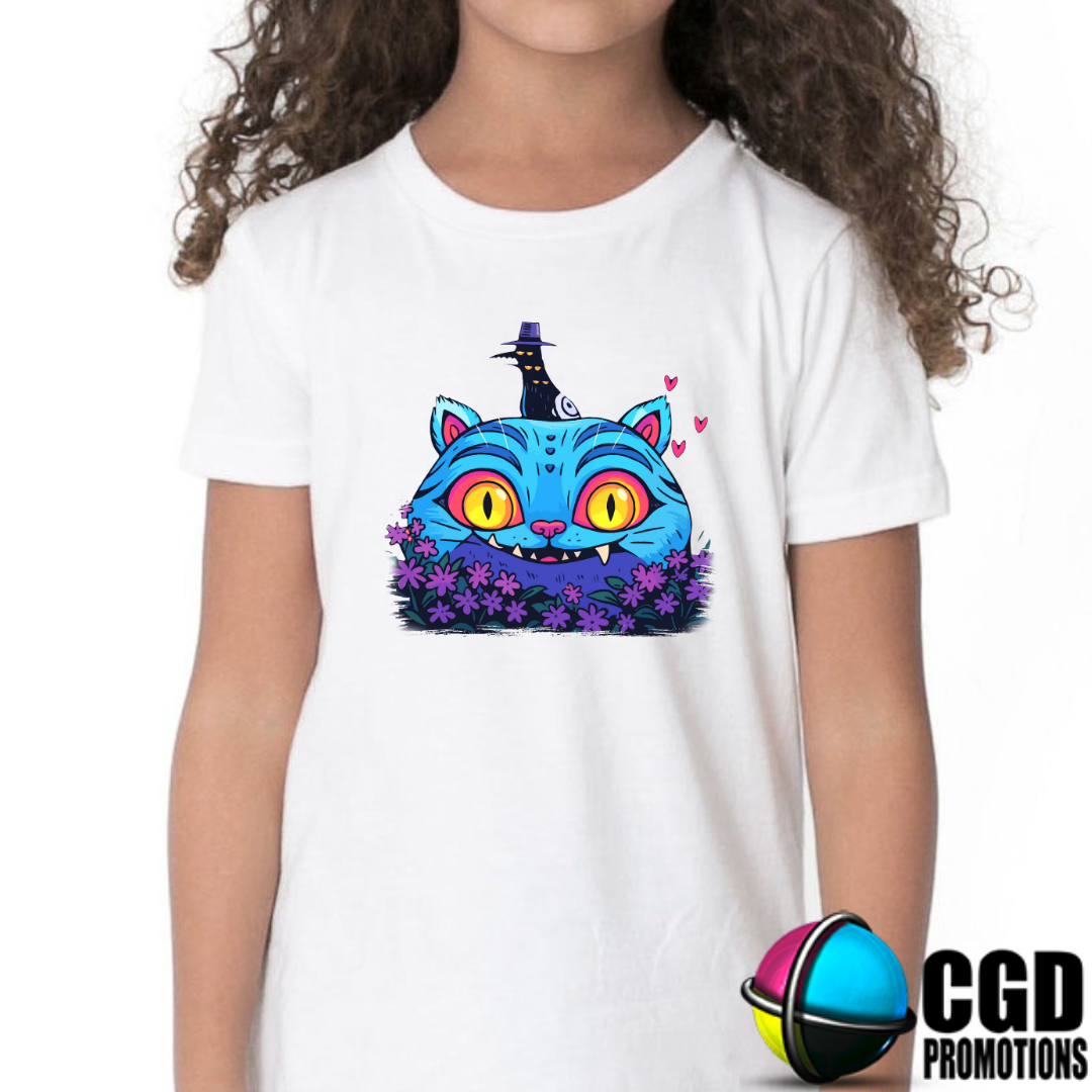 "K-pop Demon Hunter inspired shirt front design" cute blue tiger and bird
