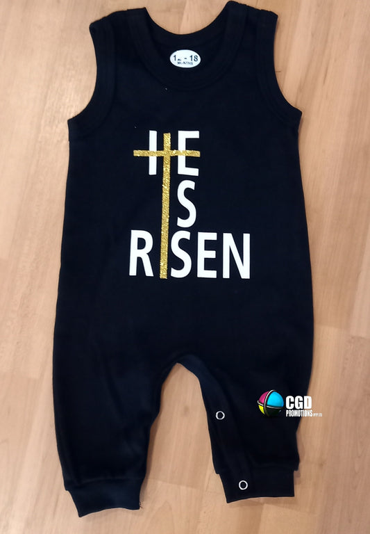 Hi is Risen Sleeveless Easter Baby Romper