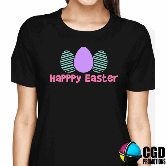 Happy Easter Three Eggs Adult & Kids Easter Printed Shirts - Unisex, Ladies fitted & Kids