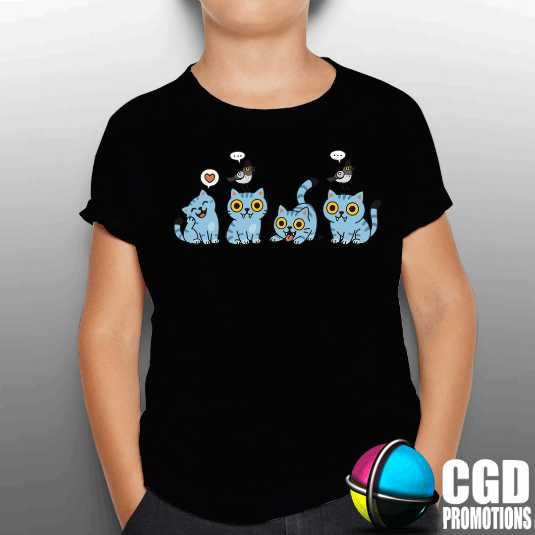 "K-pop Demon Hunter inspired shirt front design" blue cute little tiger and bird