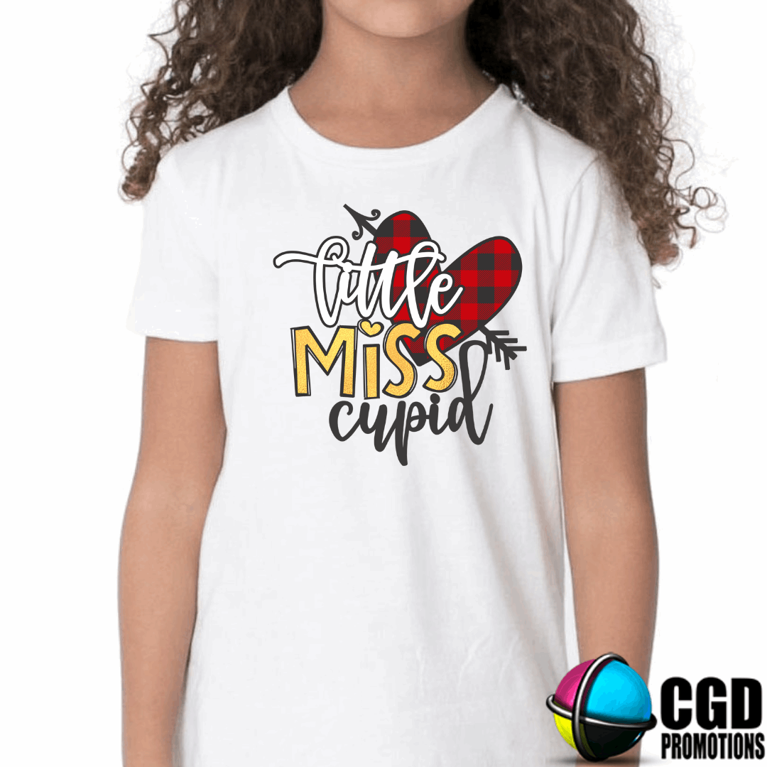 Little Miss Cupid Plaid Heart - Valentines Day Shirt - Kids Shirts