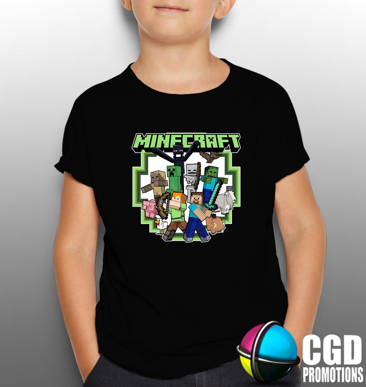 Minecraft Characters Designed Kids Printed Gaming Shirt