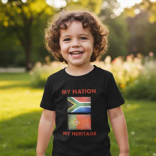 Custom two-flag T-shirt South Africa + heritage flag
