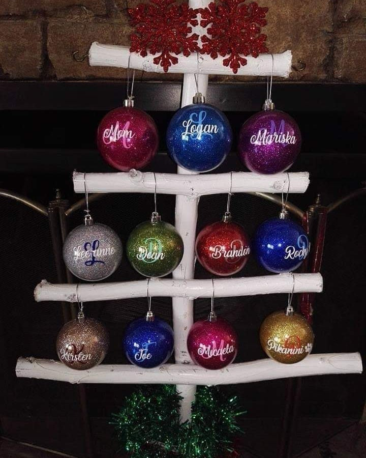 "Glitter 8cm Baubles in Various Colors"