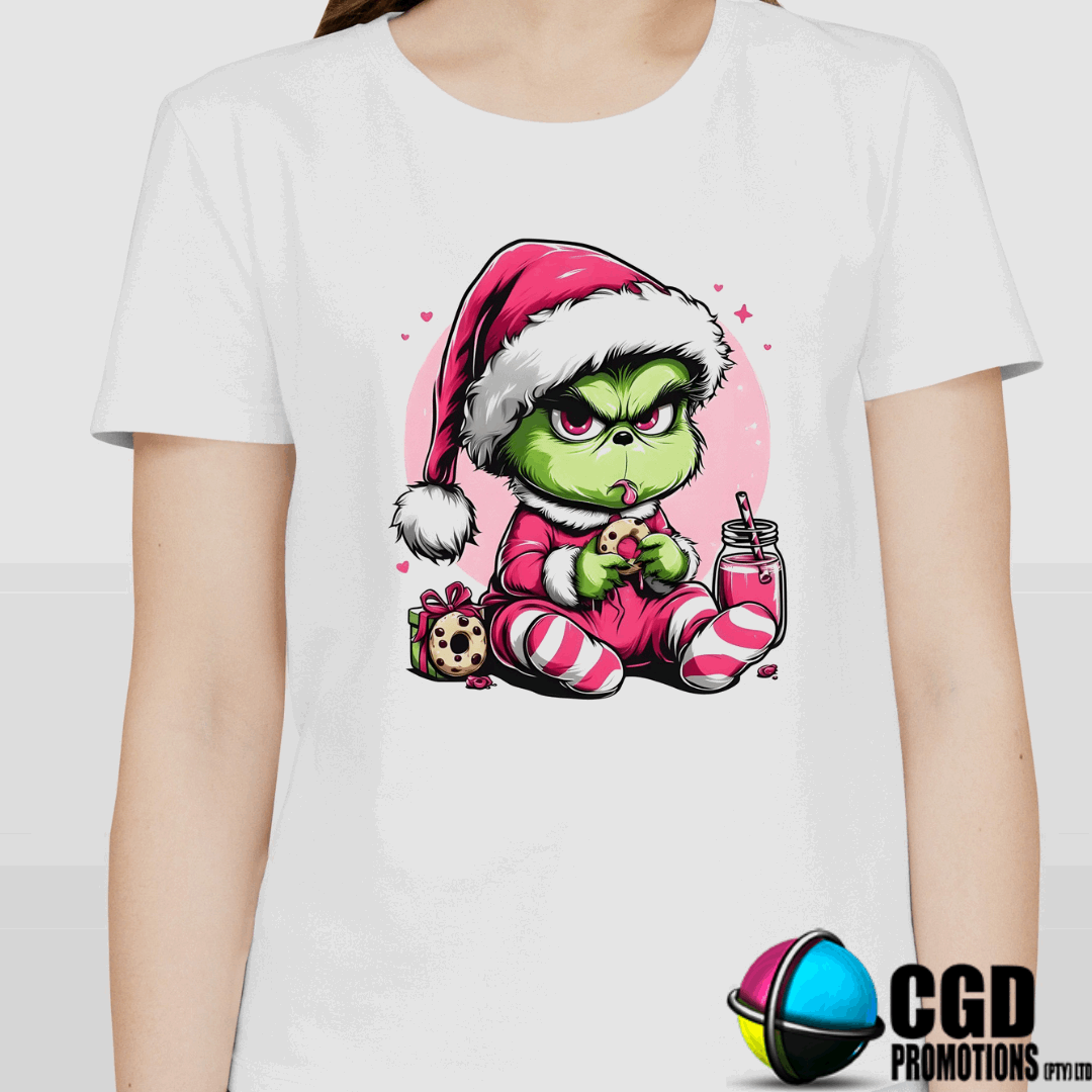 Baby Pink Angry Grinch Christmas Printed Shirt - Matching Unisex, Ladies Fitted & Kids