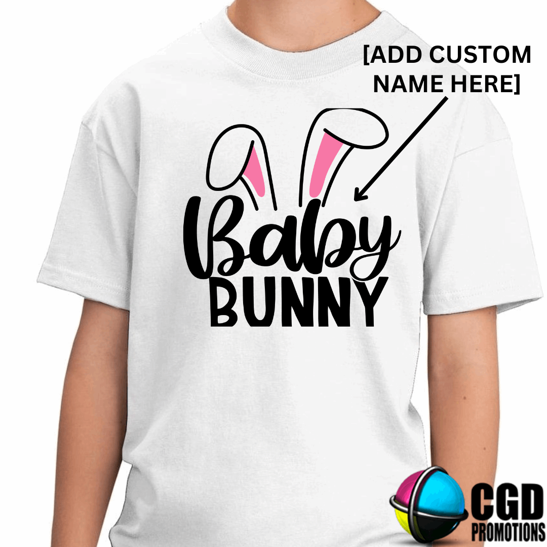 custom personalised easter name shirt with bunny ears kids ladies fitted mens shirts unisex