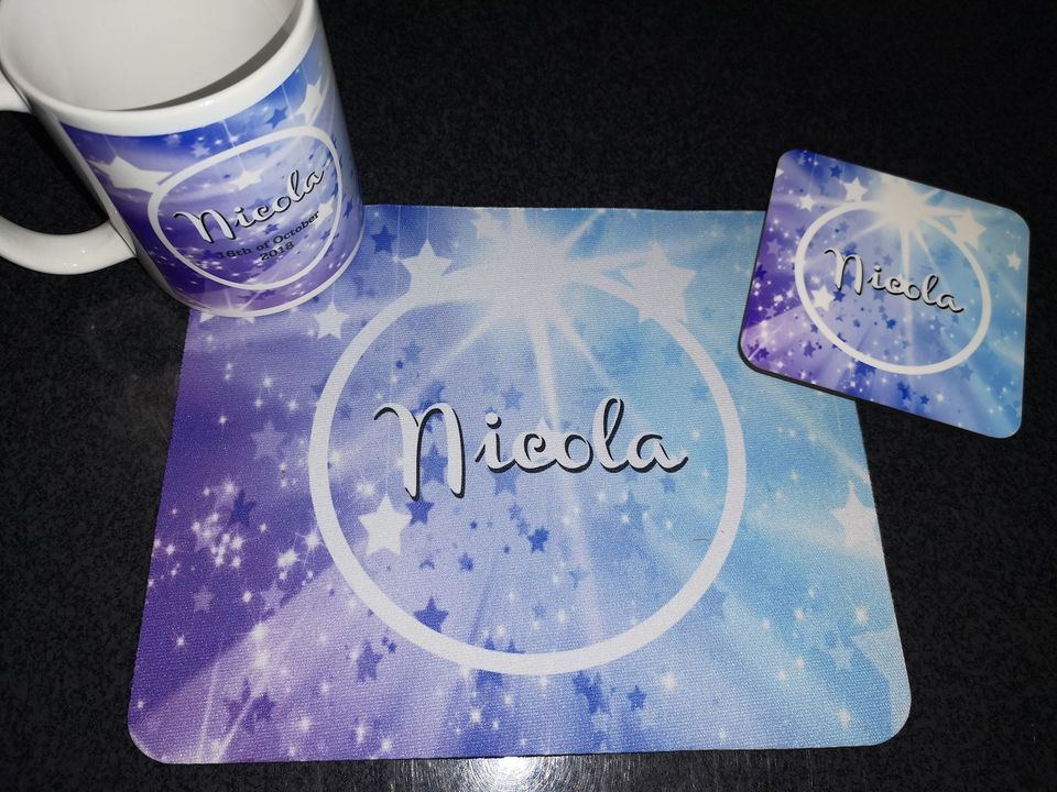 Custom Design Personalised Mug, Mousepad & Coaster Set – Your Logo or Image