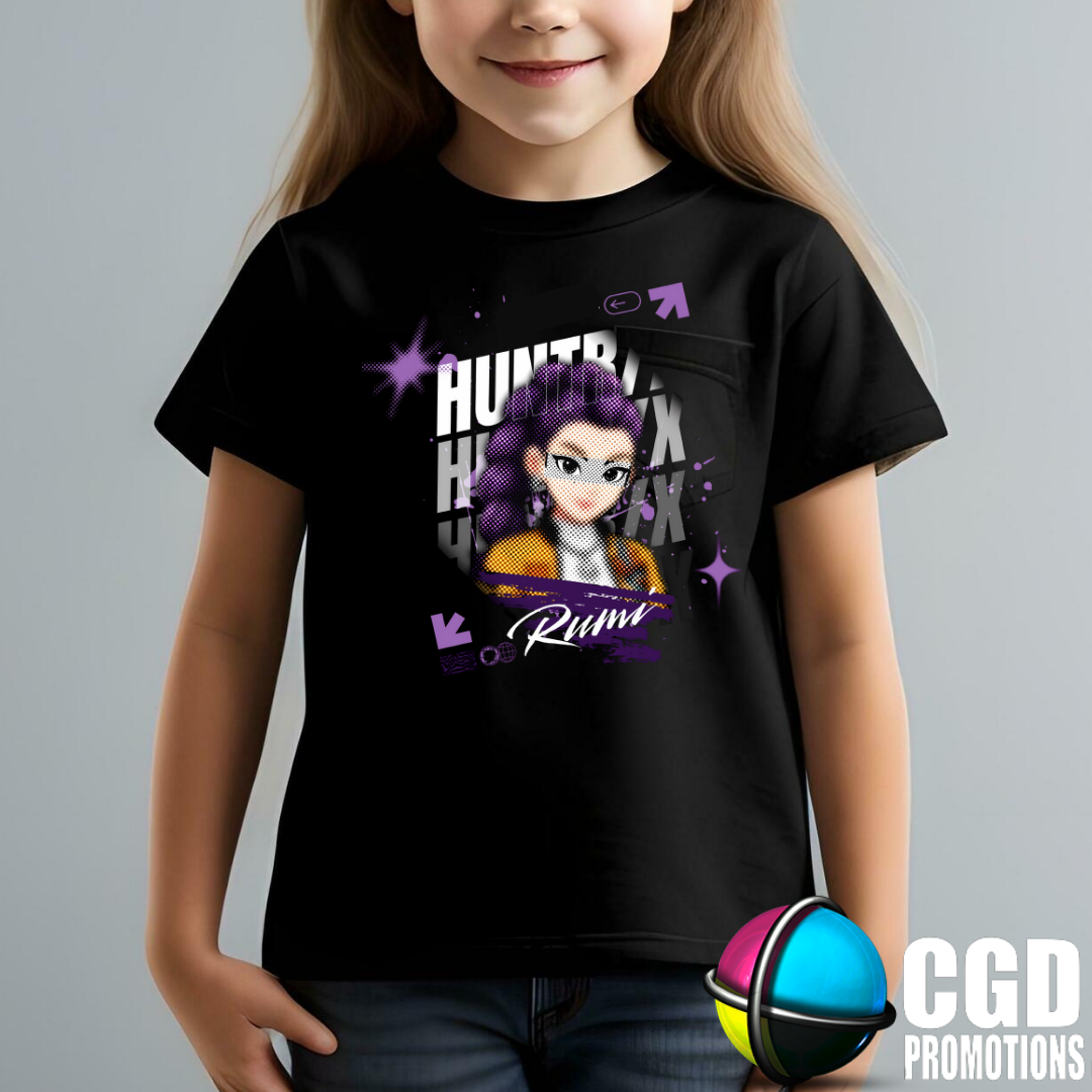 "Model wearing K-pop Demon Hunter inspired t-shirt" Rumi Huntrix