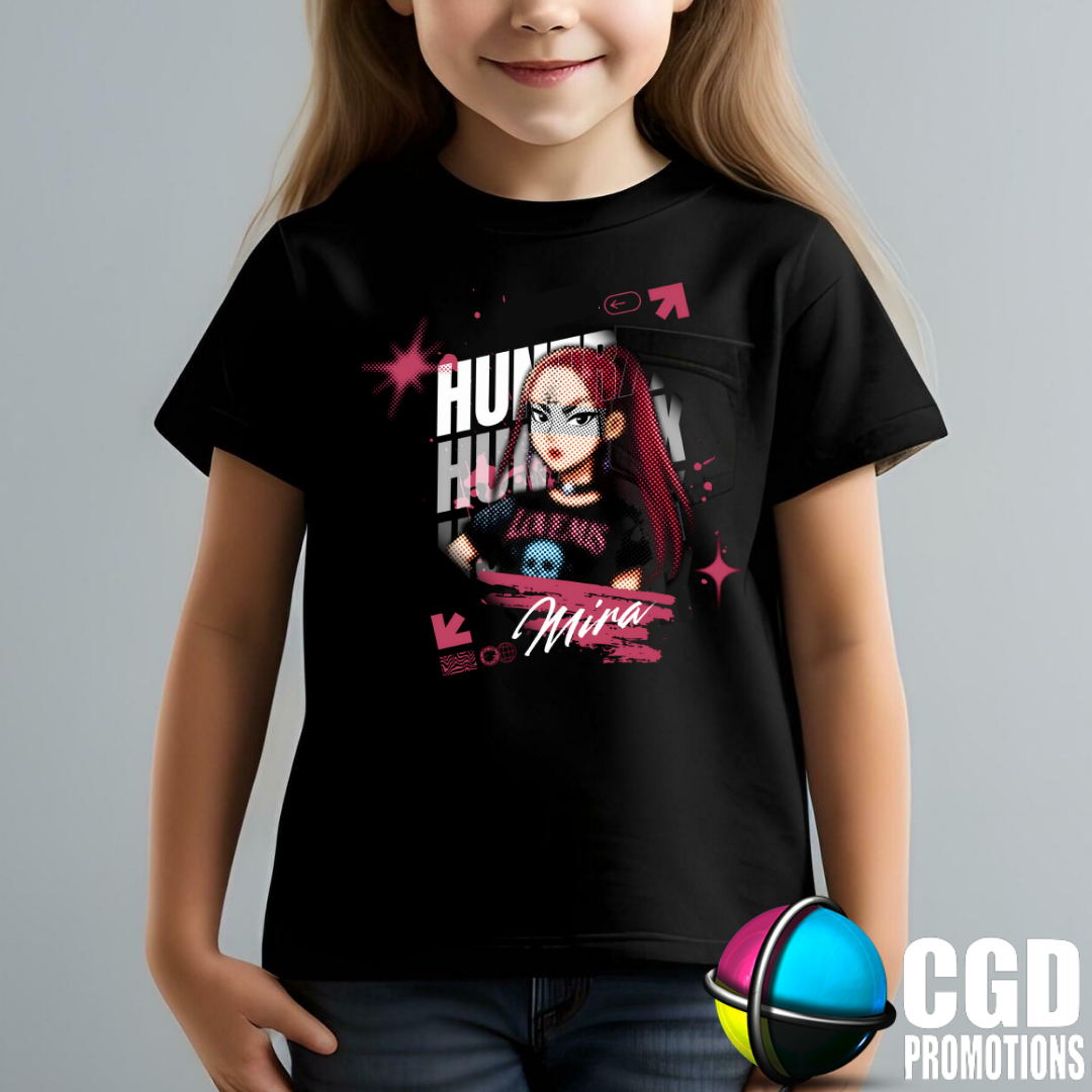 "Model wearing K-pop Demon Hunter inspired t-shirt" Mira