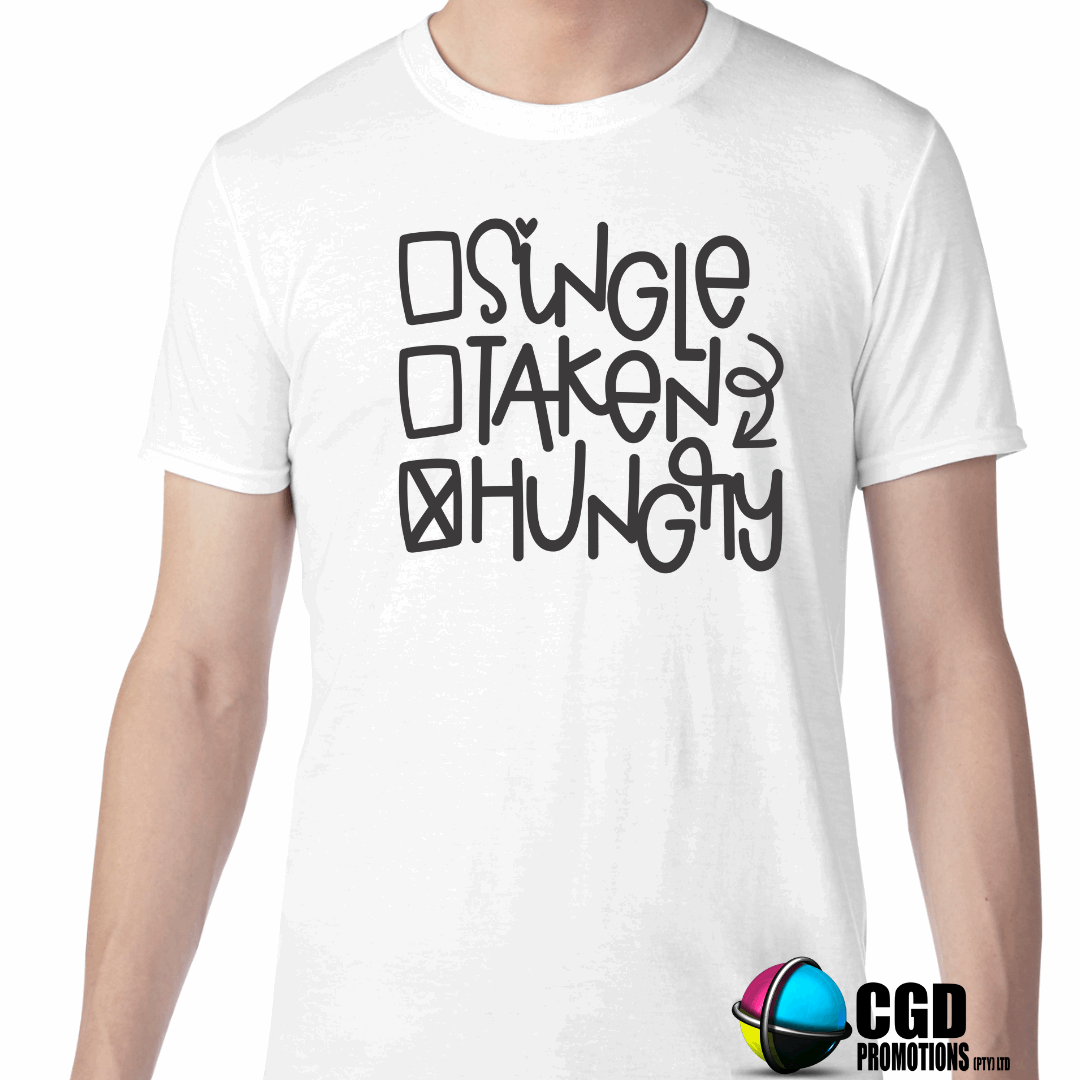 Single Taken Hungry Checkox - Valentines Day Shirt - Matching Unisex, Ladies Fitted & Kids
