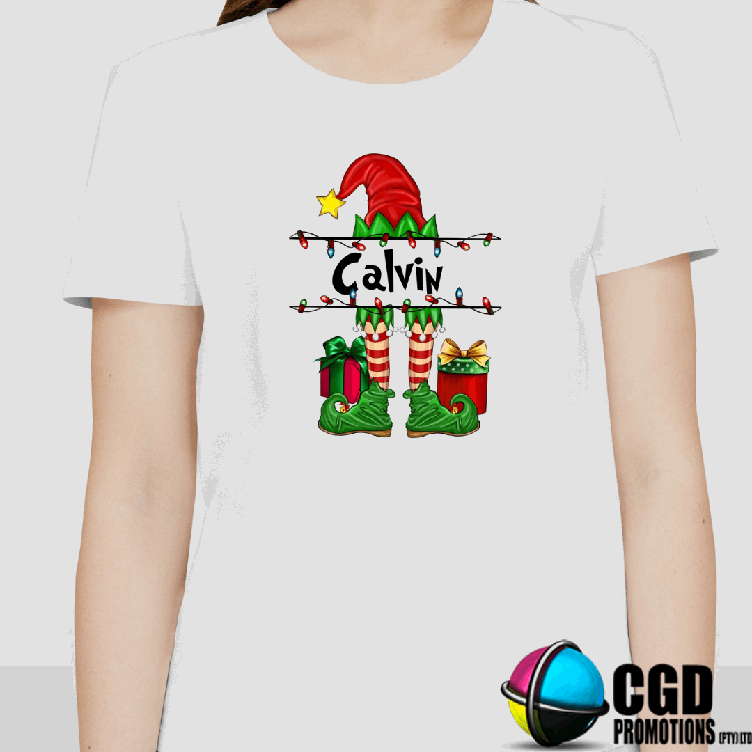 Custom Elf Personalised with Name Christmas Shirts for the Whole Family- Matching Unisex, Ladies Fitted & Kids
