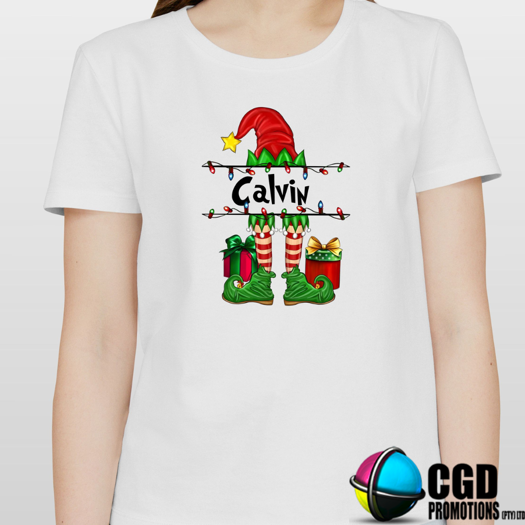 Custom Elf Personalised with Name Christmas Shirts for the Whole Family- Matching Unisex, Ladies Fitted & Kids