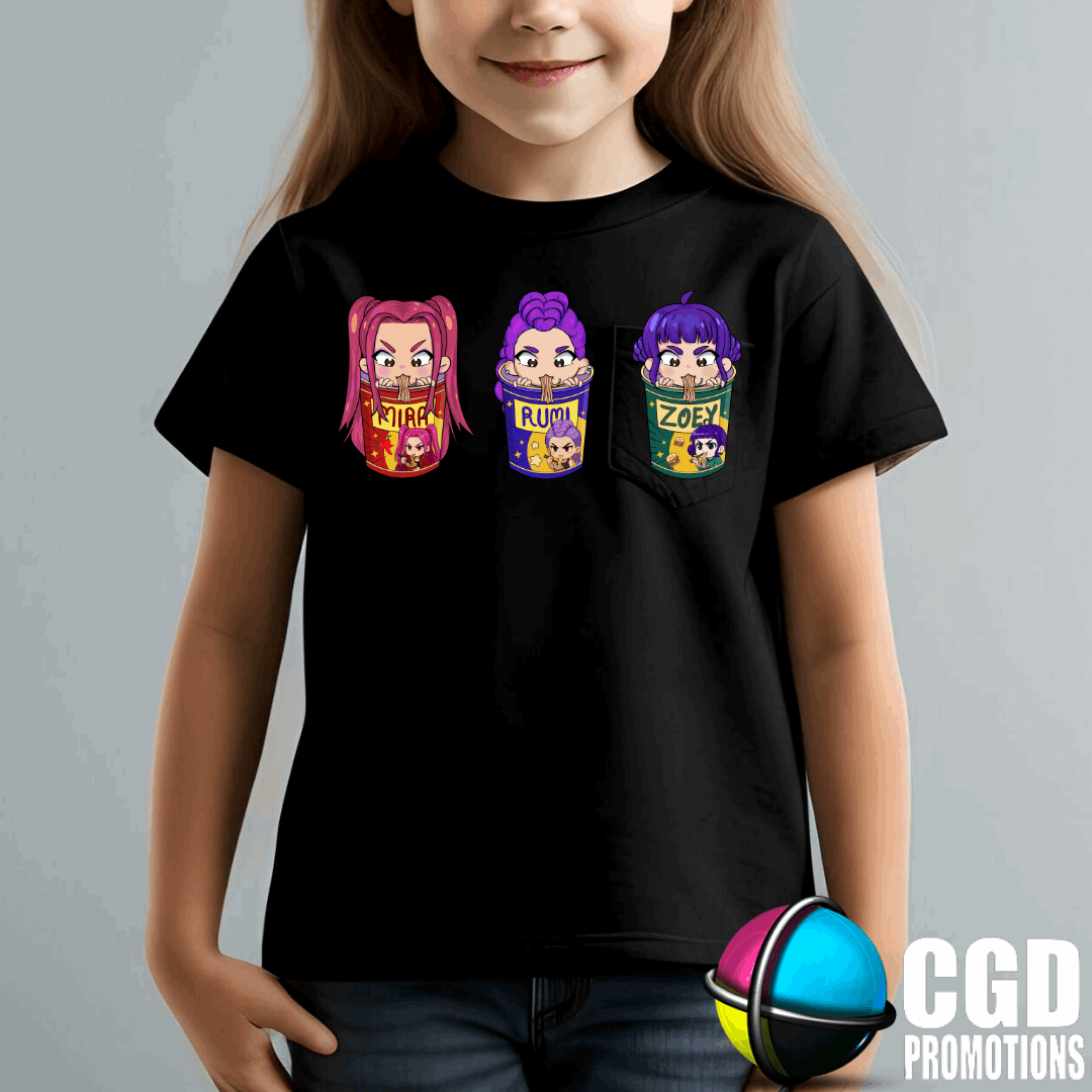 K-Pop Hutrix Ramyoen Mira Rumi Zoey Character Inspired Printed Kids Shirt