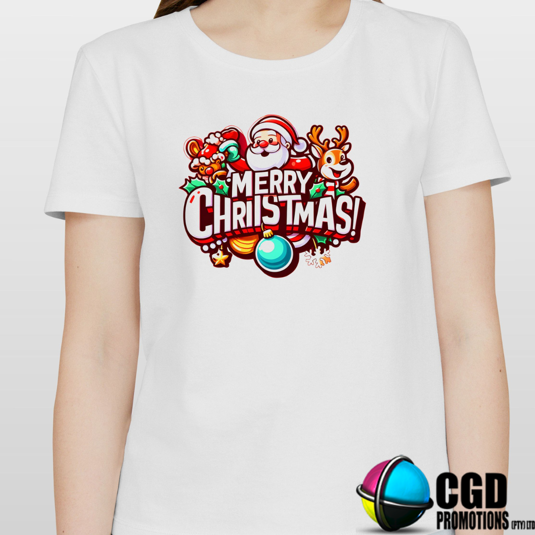 Merry Christmas Santa & Reindeer Shirts for the Entire Family - Matching Christmas Adult Unisex, Ladies Fitted & Kids