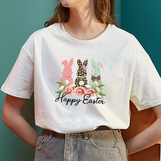 Happy Easter Bunnies Adult & Kids Easter Printed Shirts - Unisex, Ladies Fitted & Kids