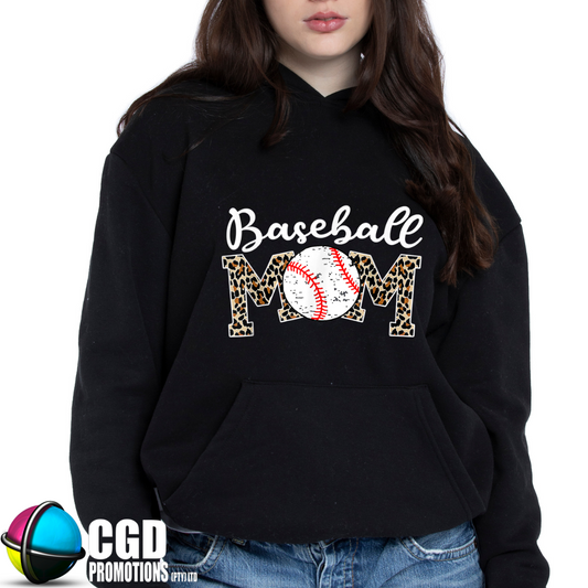 Baseball Mom Leopard Print Unisex Hoodie