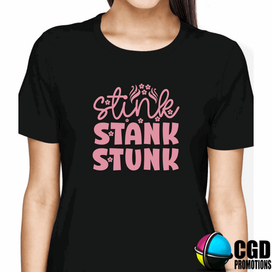 Stink Stank Stunk Pink Printed Wording Print Adult Christms Printed Shirt - Unisex Mens & Ladies Fitted