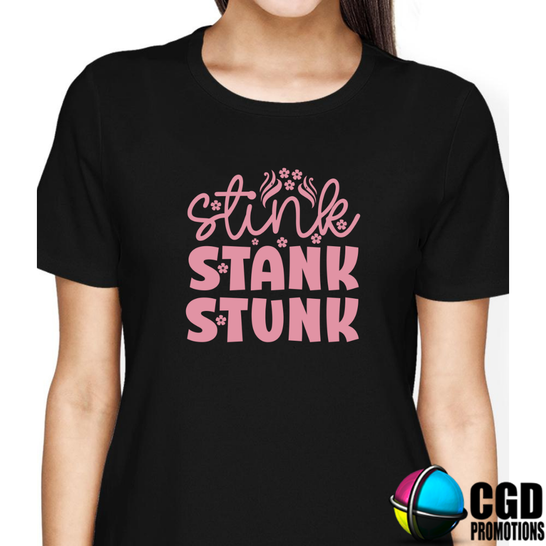 Stink Stank Stunk Pink Printed Wording Print Adult Christms Printed Shirt - Unisex Mens & Ladies Fitted