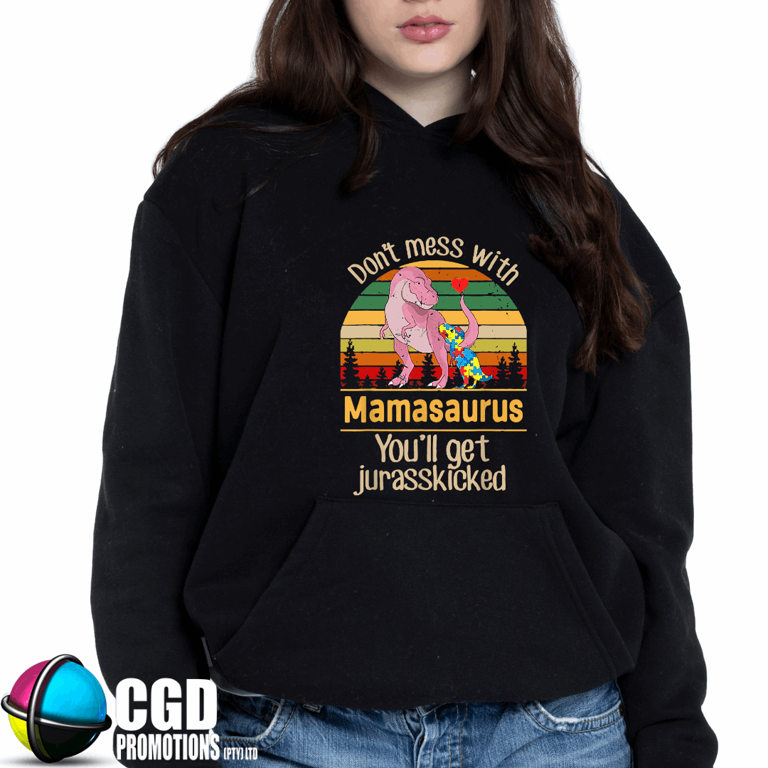 Dont Mess with Mamasaurus Autism Unisex Printed Hoodie