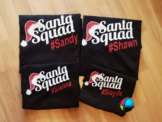Santa Squad Family of 4 Shirts (2 kiddies T-Shirt Option)