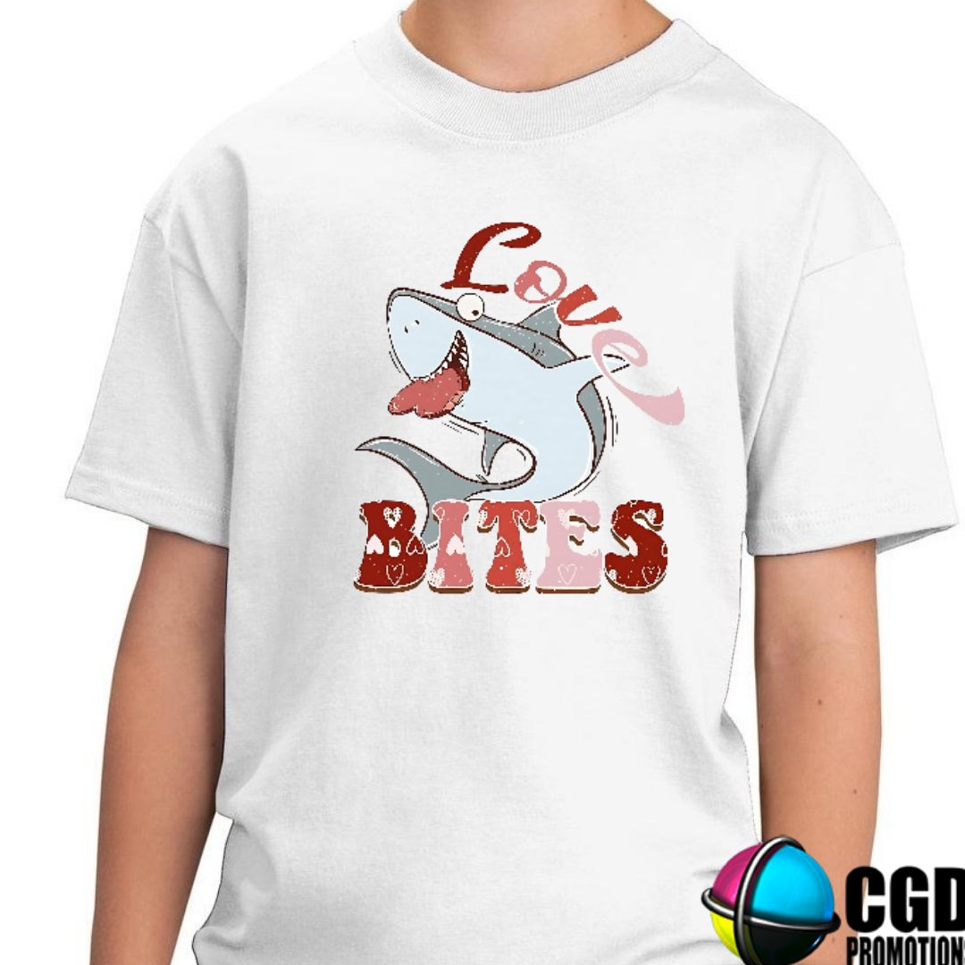 Love Bites Shark Shirt - Valentines Day Kids Printed Shirt South Africa | CGD PROMOTIONS