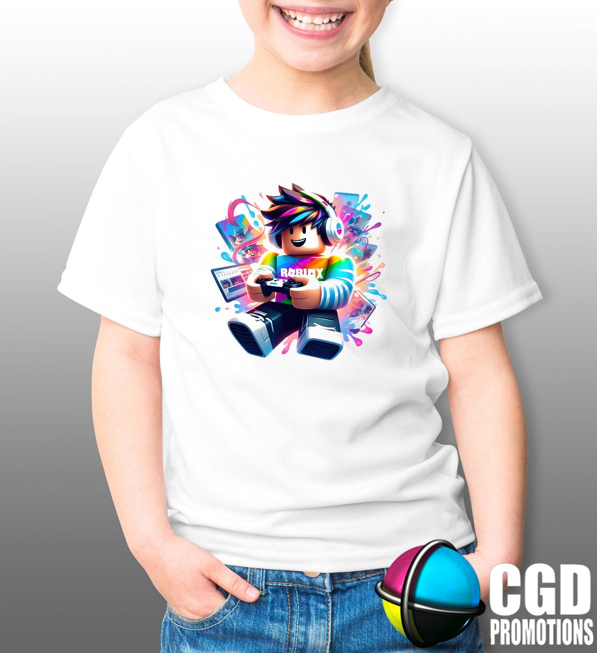 Colourful Roblox Character Gaming Kids Printed Gaming Shirt