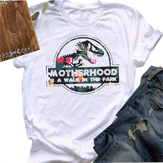 Motherhood is a Walk in the Park Flower Print Shirt