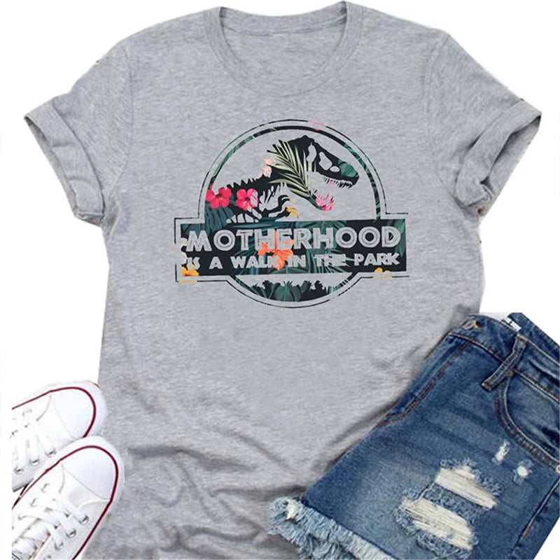 Motherhood is a Walk in the Park Flower Print Printed Shirt