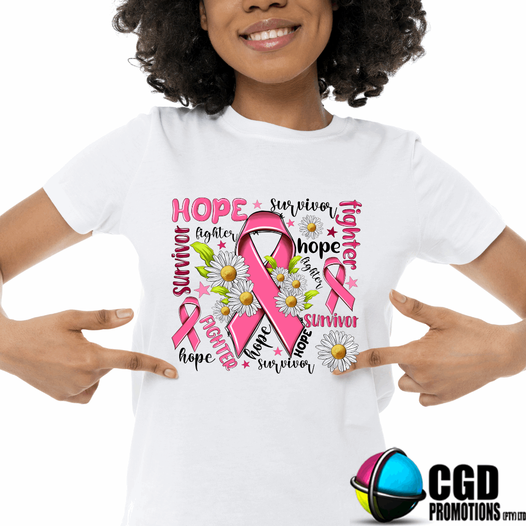 “Hope Survivor Fighter breast cancer awareness t-shirt – unisex and women’s sizes South Africa”