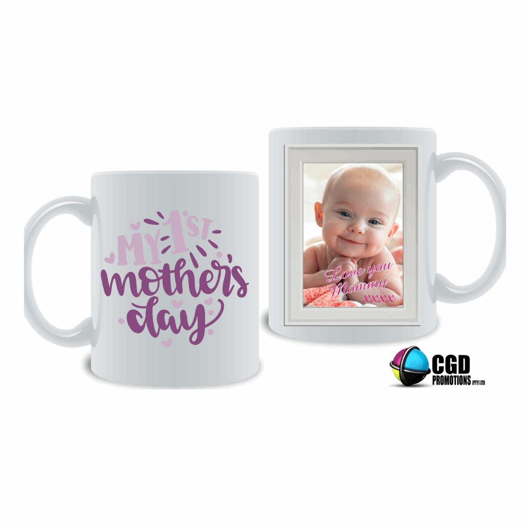 My 1st First Mother's day Purple with personalised photo Mother's day Mug / Tumbler