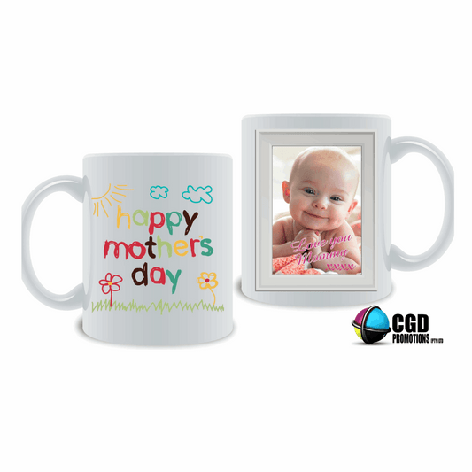 Happy Mothers Day Crayon drawing with personalised photo Mother's day Mug / Tumbler