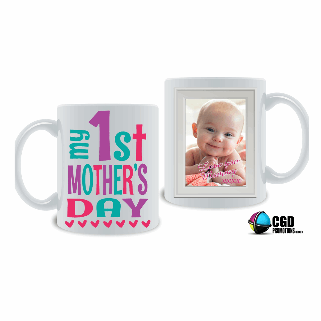 My 1st Mothers Day multicolour print with personalised photo Mother's day Mug / Tumbler