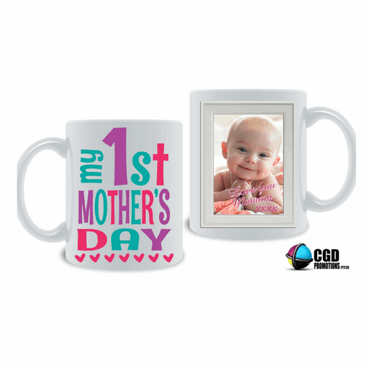 My 1st Mothers Day multicolour print with personalised photo Mother's day Mug / Tumbler