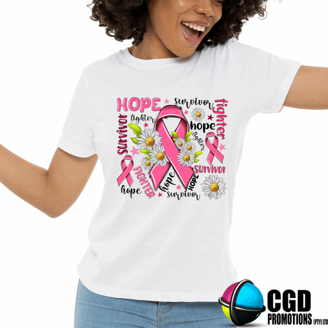 Hope Survier Fighter Tshirt (Unisex & Women’s fitted) - Breast Cancer Awareness T-Shirt