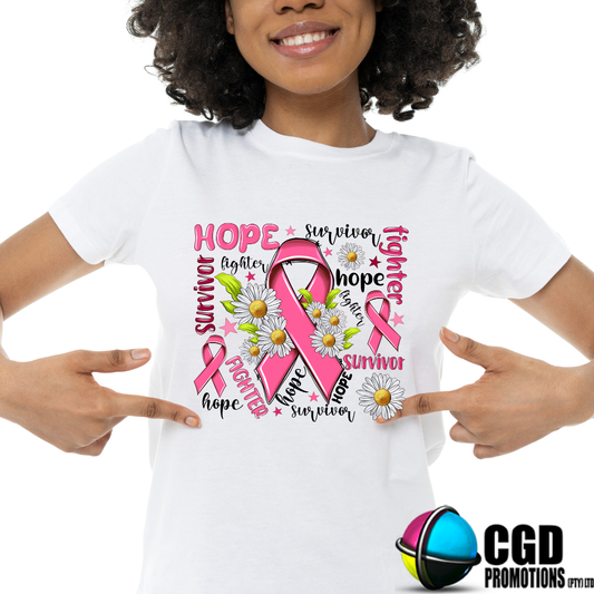 “Hope Survivor Fighter breast cancer awareness t-shirt – unisex and women’s sizes South Africa”