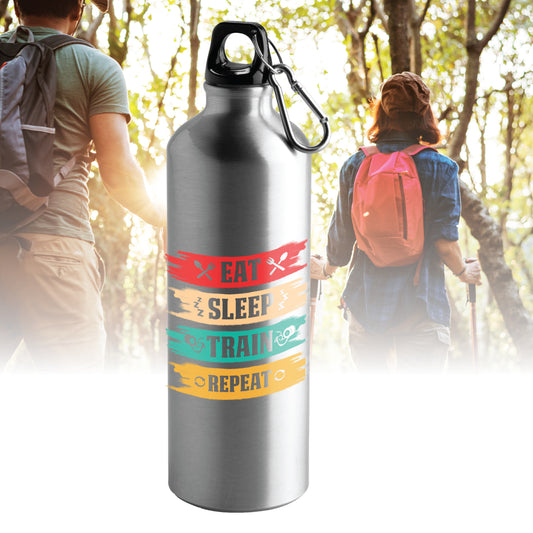 “Custom printed aluminium sport bottle 600ml – white/silver variant”