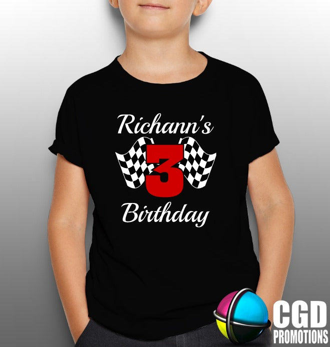 Racing Flag Pit Crew Shirt Birthday Shirts - Kids