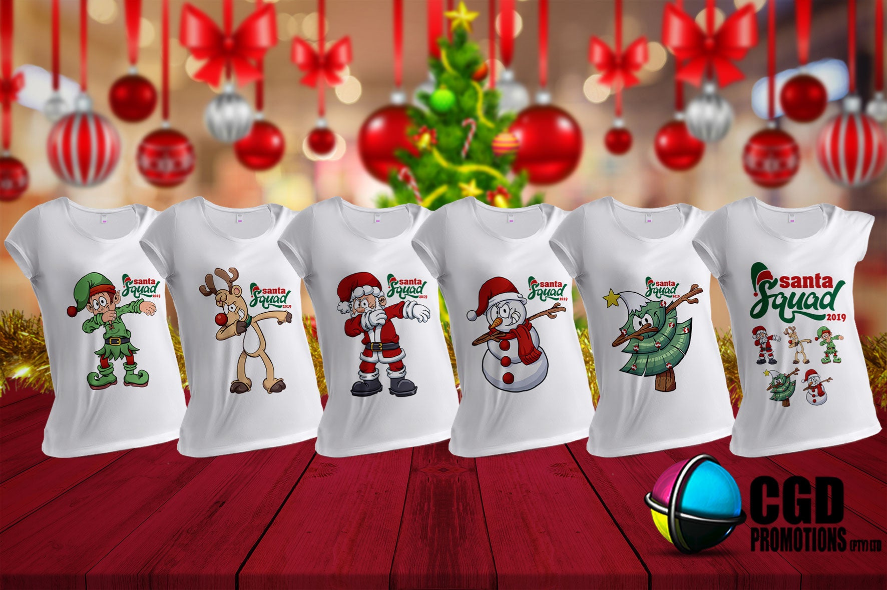 Dubbing Characters Santa Squad Matching Christmas Printed Shirt