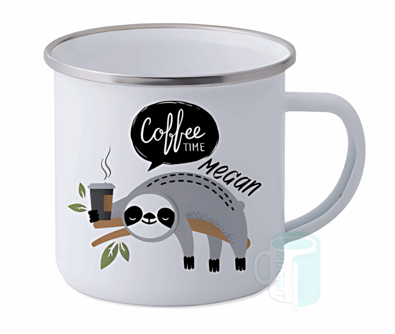 Custom Design Enamel Metal Mug - Personalised Silver Rim Enamel Metal Mug SA | CGD Promotions