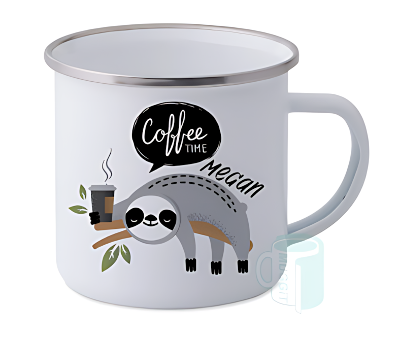Custom Design Enamel Metal Mug - Personalised Silver Rim Enamel Metal Mug SA | CGD Promotions