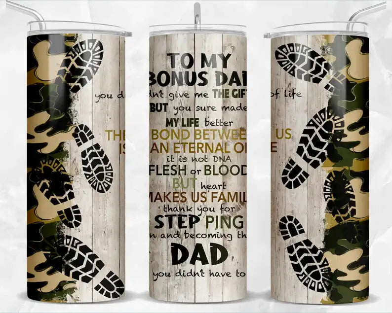 To My Bonus Dad Father's Day Step Dad Tumbler