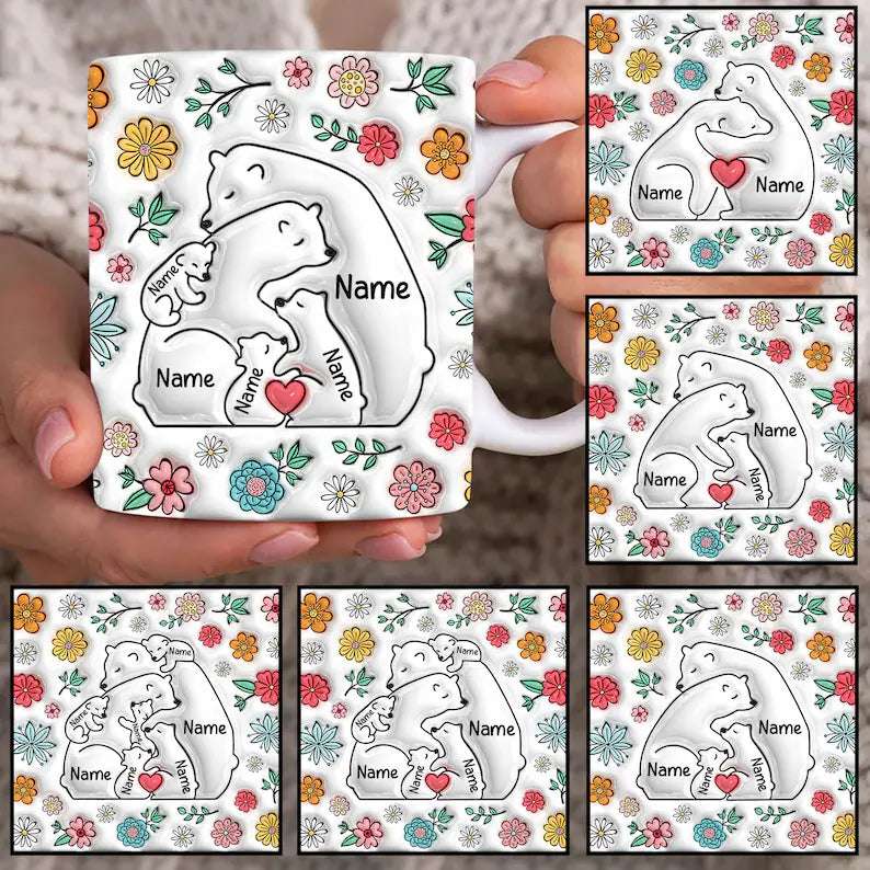 Custom Up to 5 Kids Mama Bear with Names Mug / Tumbler