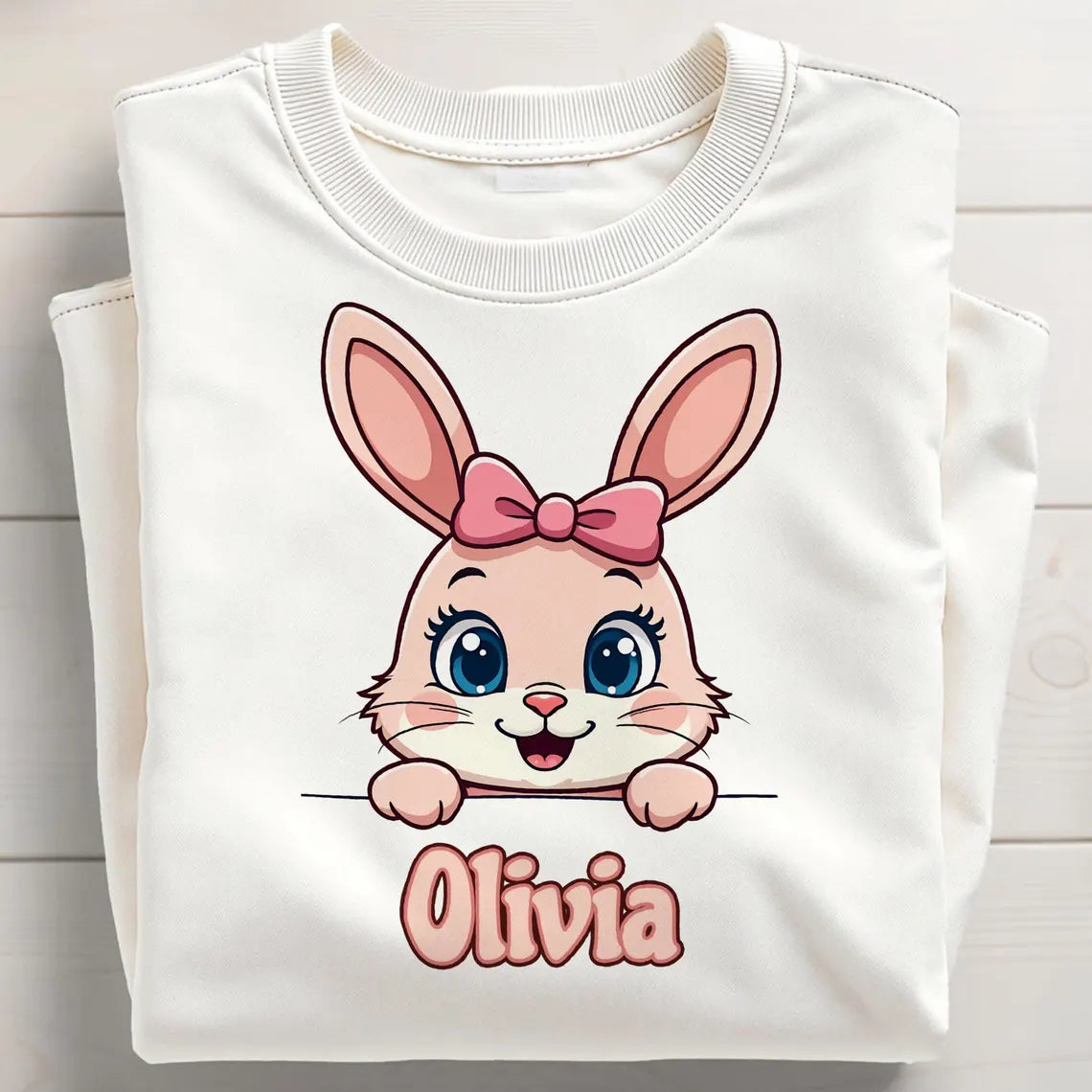 Cute Blue & Pink Peeping Personalised Boy & Girl Bunny Kids Easter Printed Shirts