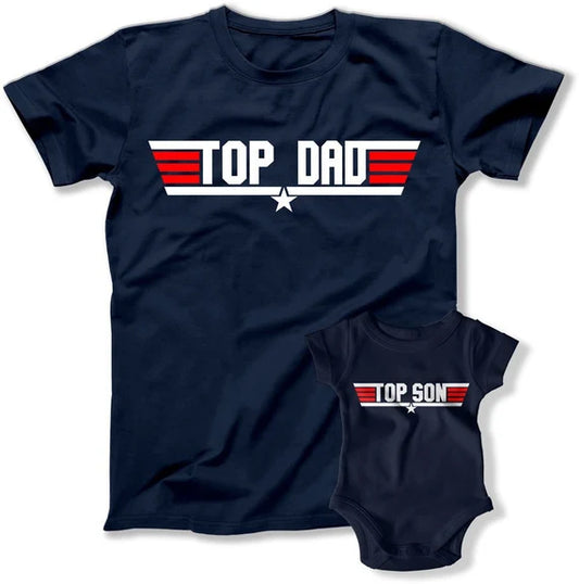 “Top Dad & Top Son matching t-shirt set front view – father and son gift South Africa”