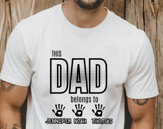 Dad Est Block Letters Personalised with Children & Handprints Names Unisex Father's Day Printed Hoodie / Sweater Gift for Dad